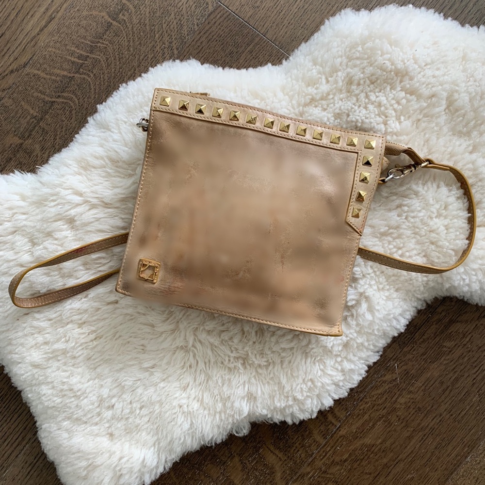 ADA Collection Leather Crossbody - Tan and Gold